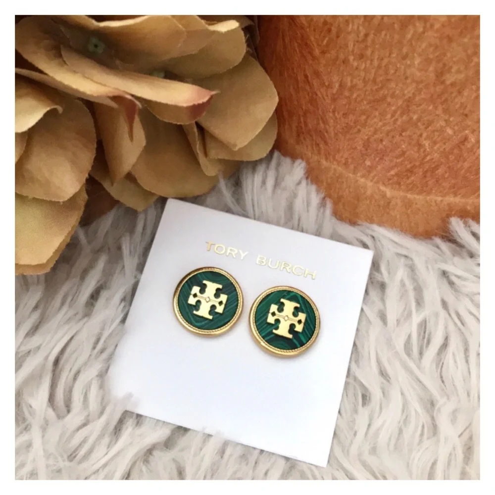 Tory Burch • Green Semiprecious Stone Logo Set